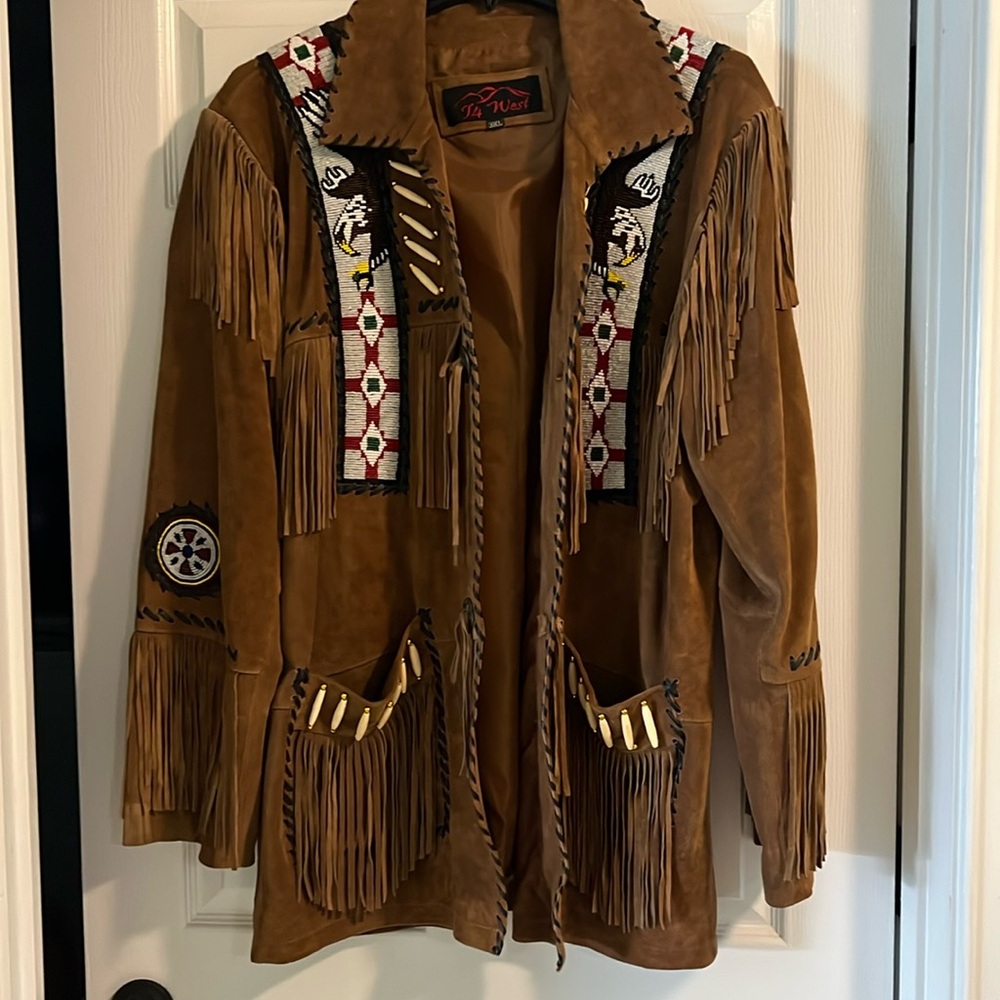 Men’s suede coat, Indian design never been worn very heavy